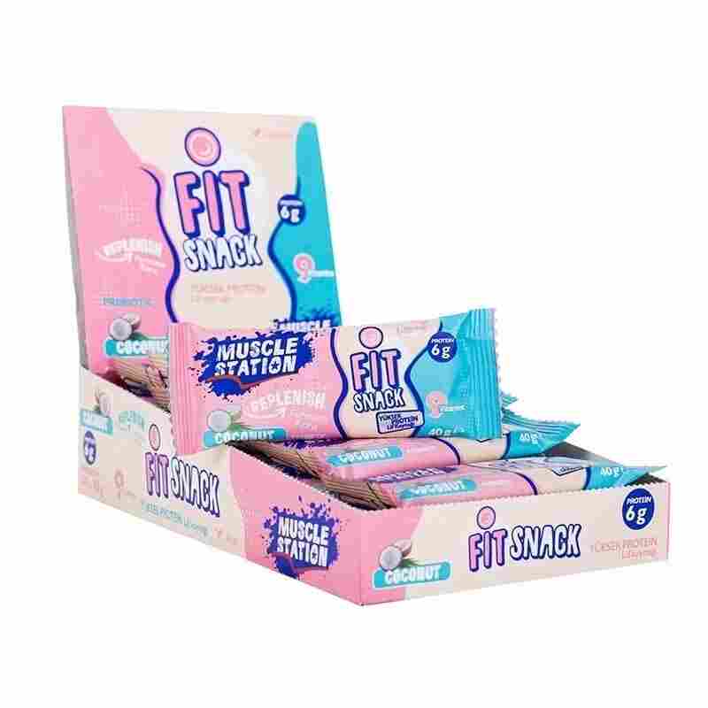 muscle station fit snack protein bar 24 x 40 gr coconut