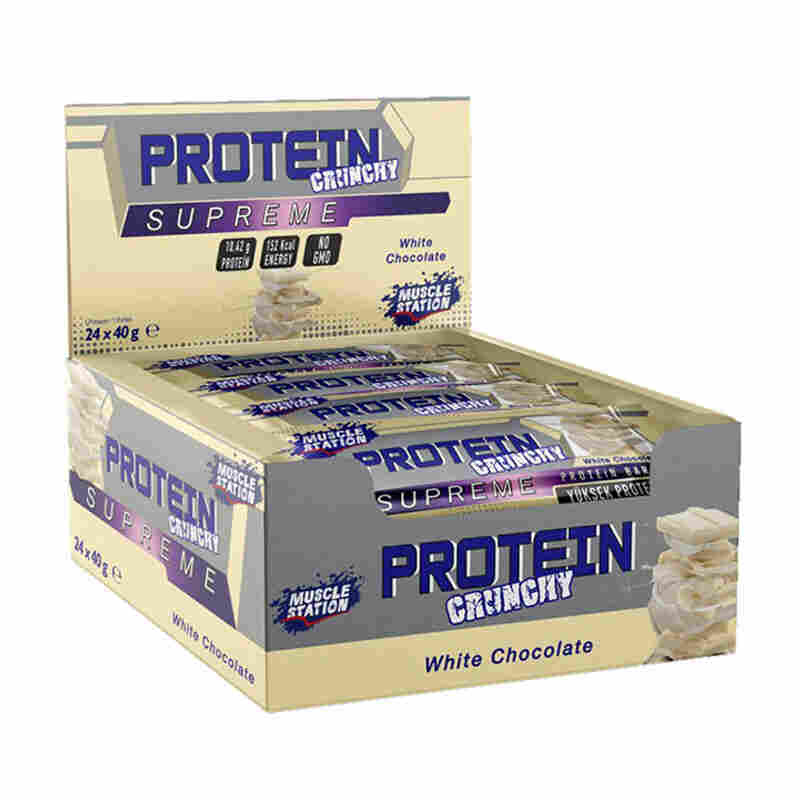 muscle station supreme crunchy protein bar white chocolate 24 x 40 gr