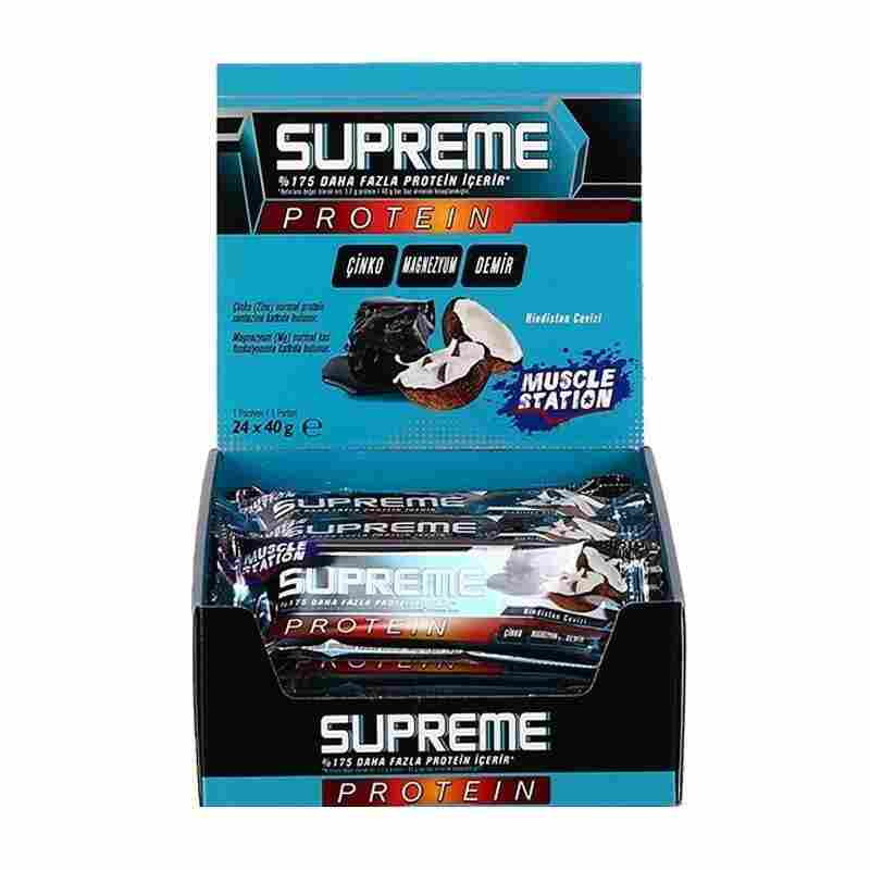 muscle station supreme protein bar dark chocolate coconut 24x 40 gr