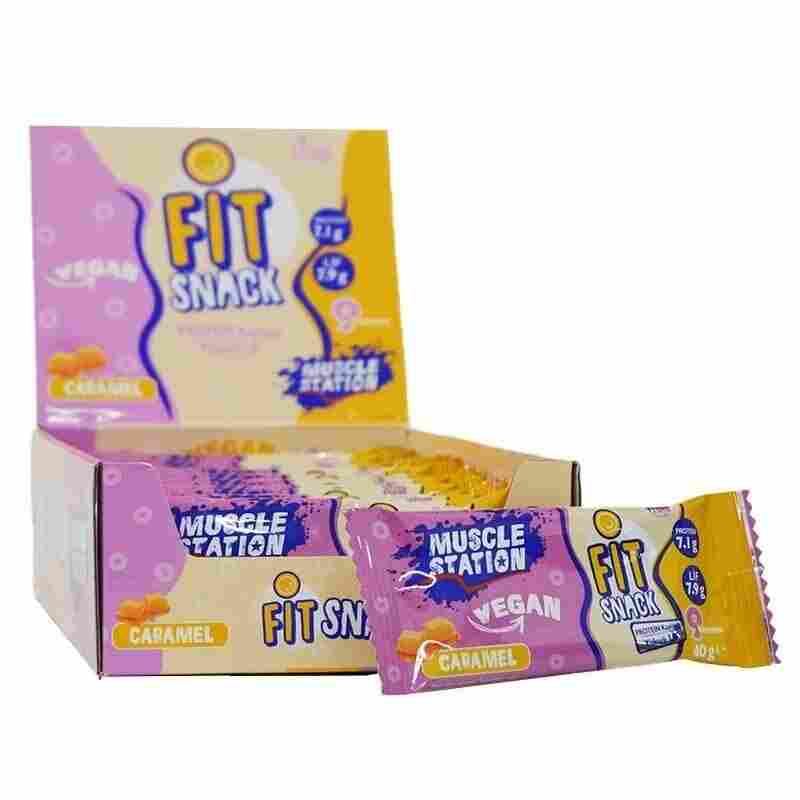 muscle station fit snack vegan karamel 24 adet 40 gr