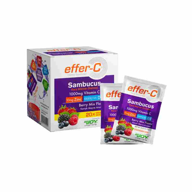 effer-c vitamin c sambacus karışık meyve 20 efervesan saşe
