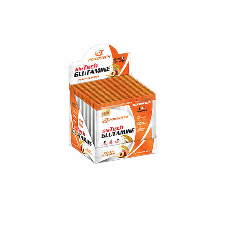 powertech glutatech glutamine sachets 20*10 gr şeftali aromalı