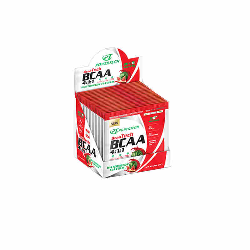 powertech bcaatech bcaa 4:1:1 sachets 20*10 gr karpuz aromalı
