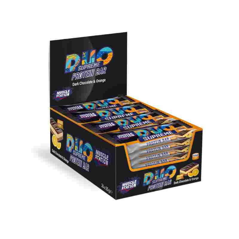 muscle station duo supreme protein bar 24 x 35g bitter & orange